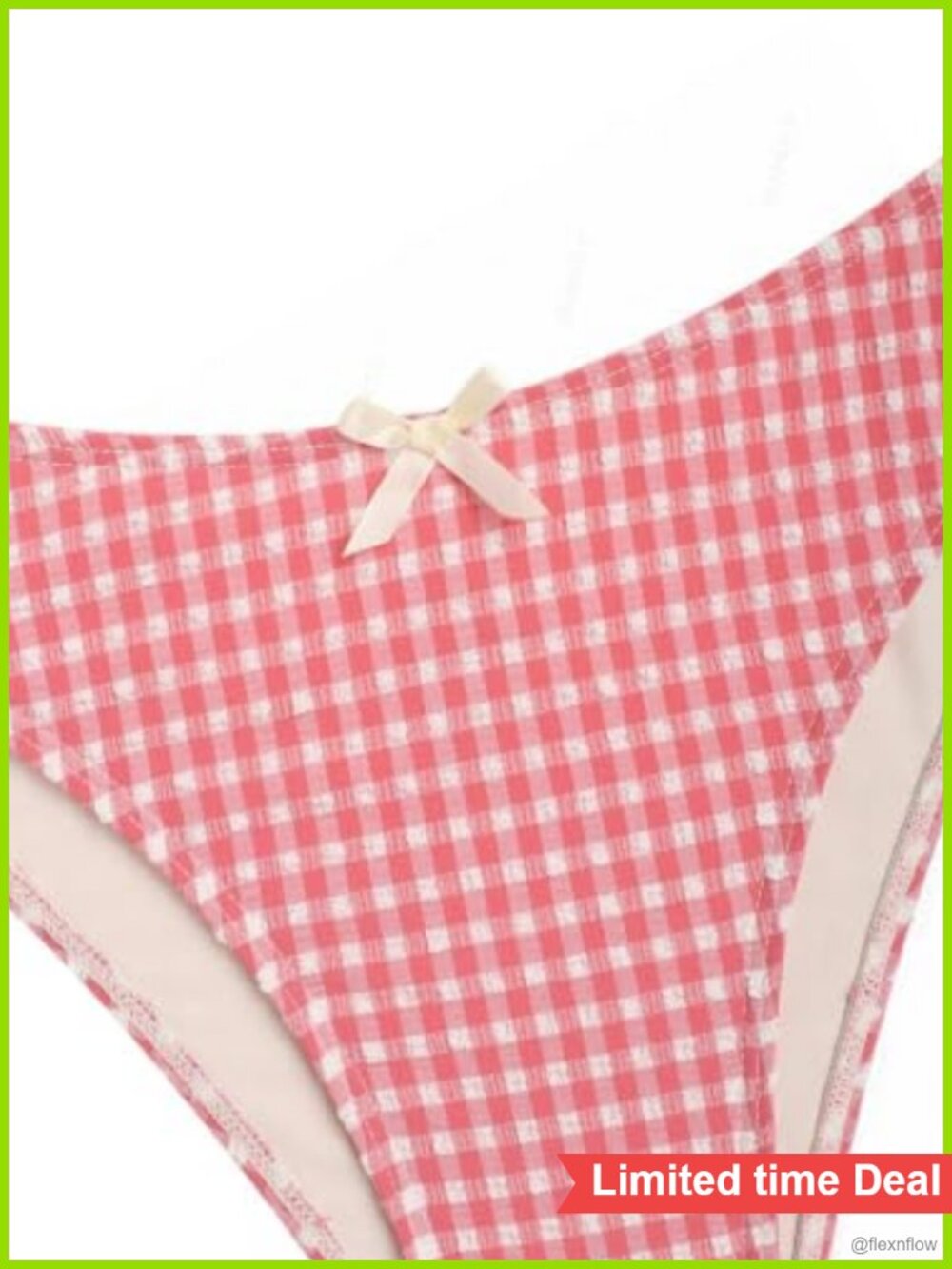 Gingham Tankini Swimsuits Set Ruffles Bowknot Ruched - Picture 5 of 5